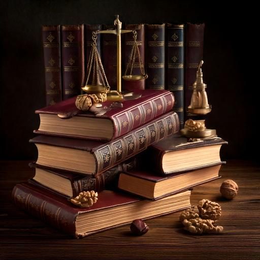 Law books with scales of justice